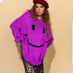 Dressed in Lala - Serotonin Smile Oversized Knit in Ultraviolet L/XL